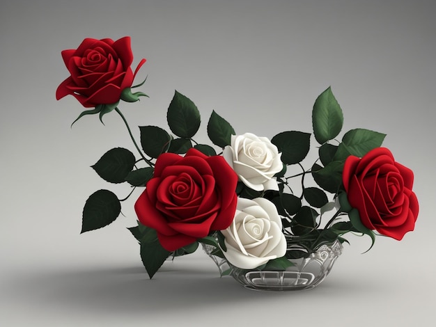 Image d'une rose rouge en 3D