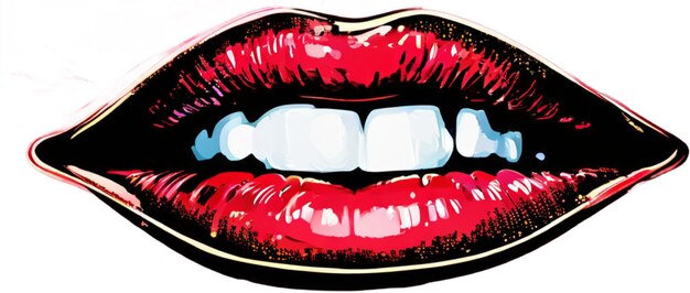 Photo une image rouge et blanche d'une bouche avec un fond rouge imprimé sur les lèvres de style pop art