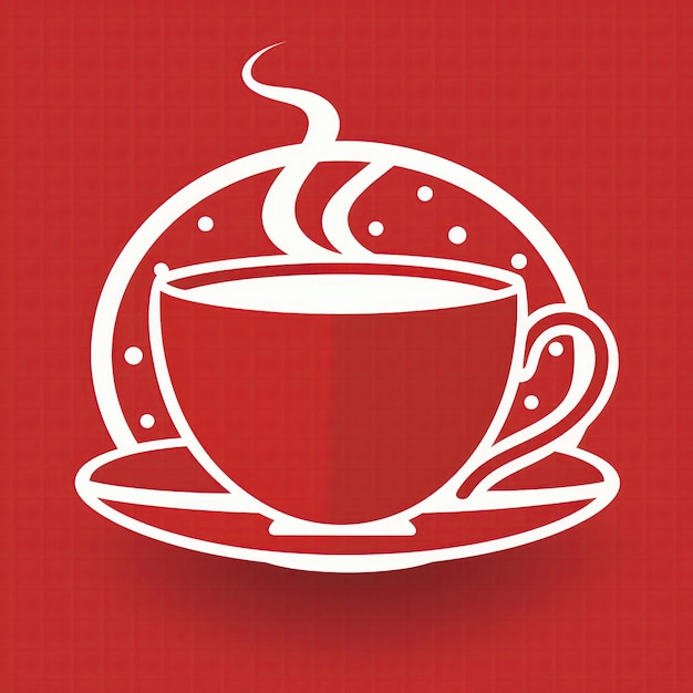 Image rouge et blanche du logo de la tasse de café AI générative