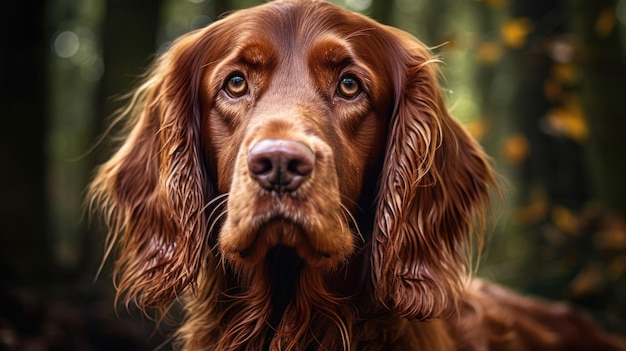 Image saisissante du setter irlandais avec un rapport hauteur/largeur parfait