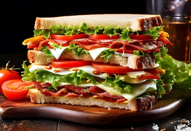 Image d'un sandwich sur un fond sombre