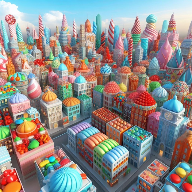 Photo image de scène des bâtiments de magical candy land