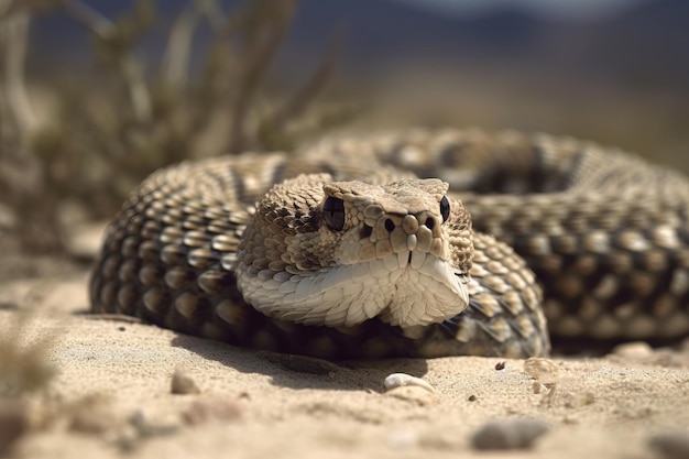 Image de serpent à sonnette sur le sable Reptile Wild Animals Illustration Generative AI