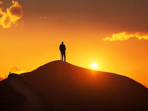 Image Silhouettes d'hommes au coucher du soleil Utilisation gratuite