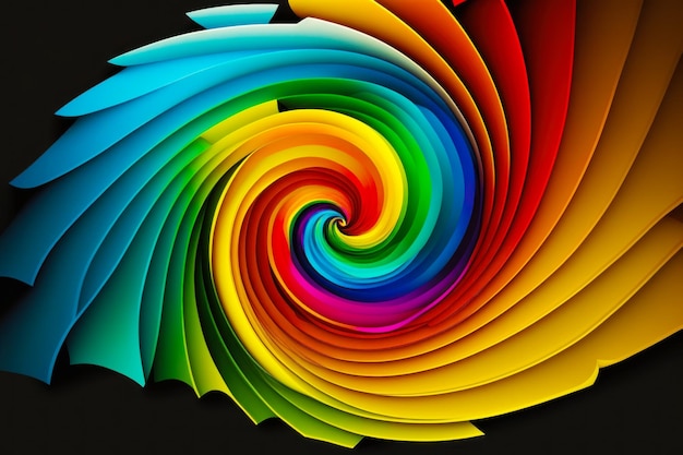 Une image de spirale colorée sur fond noir Generative AI