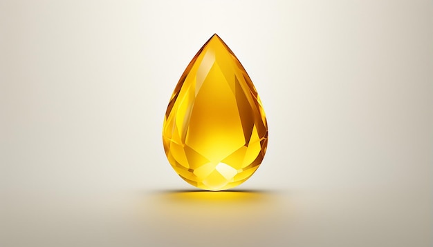 Image de style photoréaliste très détaillée d'une gemme jaune simple taillée en goutte