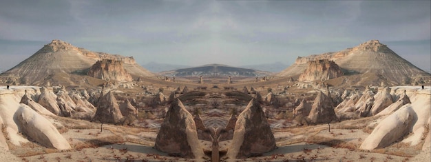 Photo image symétrique des formations rocheuses sur le paysage