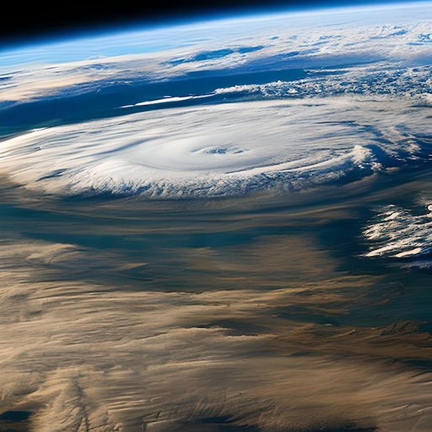 Photo une image d'une tempête qui est prise par la terre.