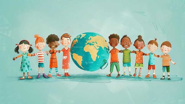 Photo image de la terre avec des enfants