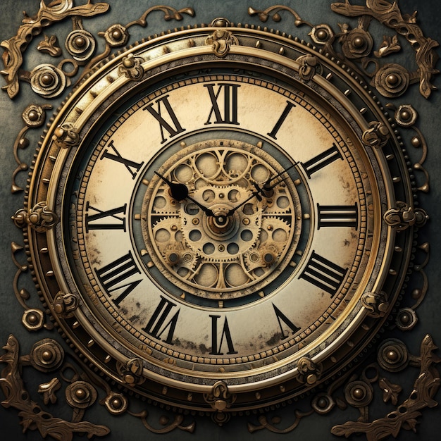 image de texture d'une horloge avec fond gris