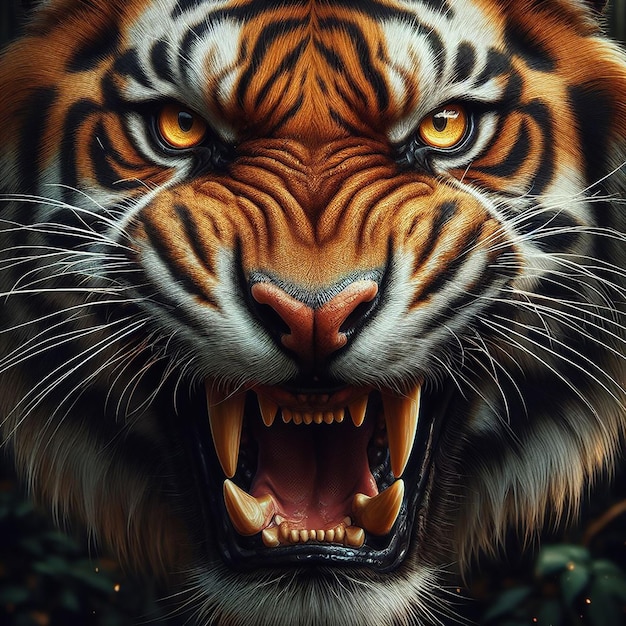 Image de tigre humeur en colère colorée réaliste générée par l'IA