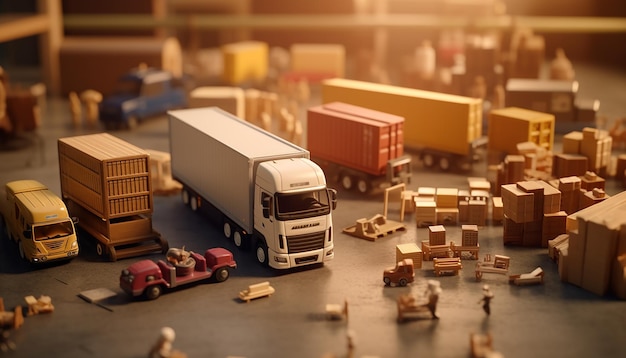 Image de transport d'objets 3D pour une entreprise de logistique Concept miniature réaliste