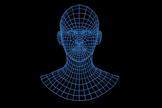 Image tridimensionnelle en maille d'un visage de femme