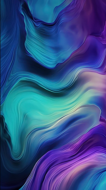 Image UHD de gestes fluides avec fond bleu violet et vert généré par l'IA