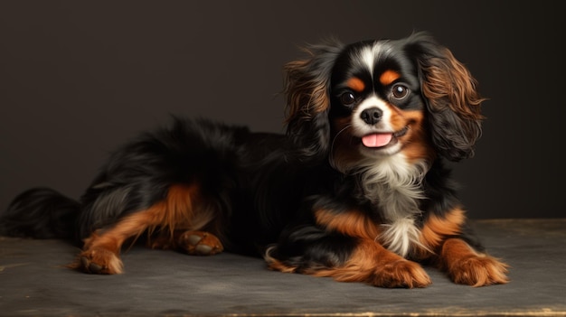 Image ultraréaliste de Smiling Cavalier King Charles Spaniel en studio