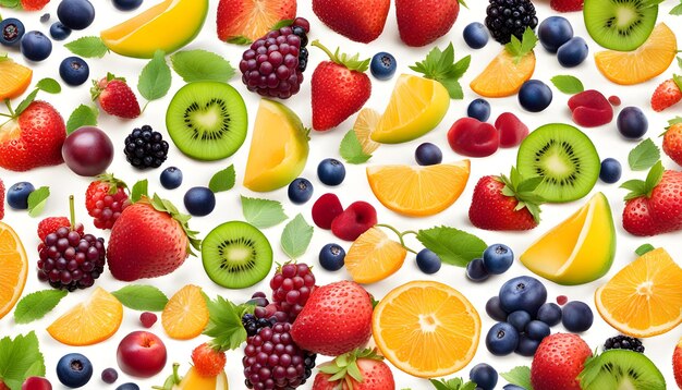 Photo une image d'une variété de fruits, y compris des baies et des fraises