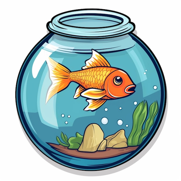Photo image vectorielle d'un poisson rouge dans un bol en verre