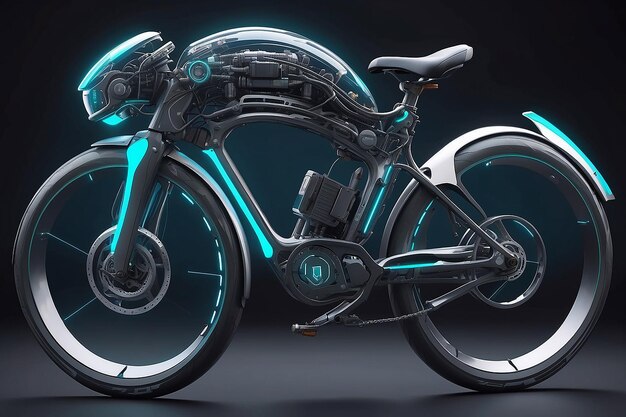 Image d'un vélo avec technologie de conduite autonome futuriste efficace innovant de haute technologie sûr génératif ai
