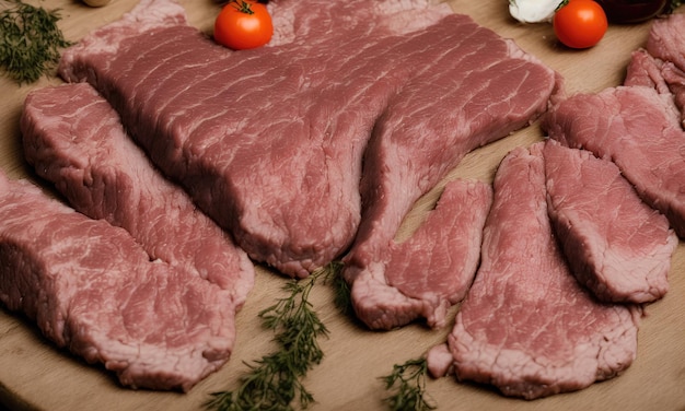 Une image de viande avec un brin de romarin dessus