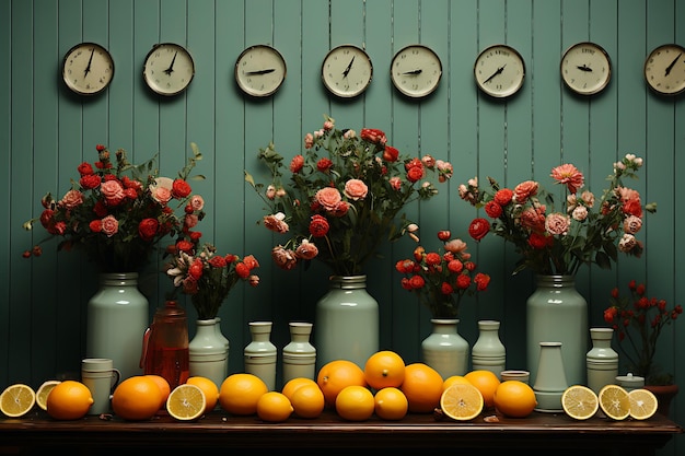 Photo une image vintage de fruits sur la table