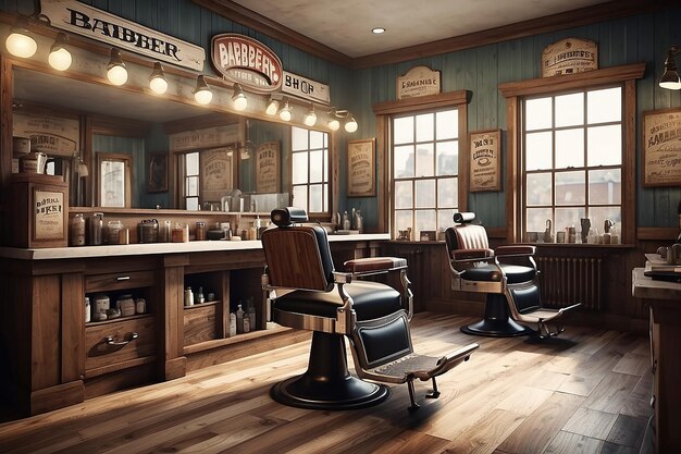 Photo une image vintage d'un salon de coiffure