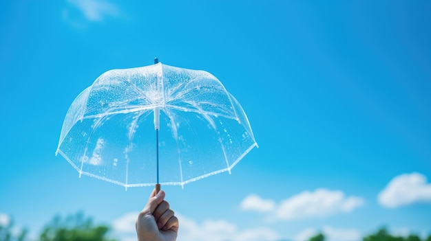 Une image visuellement frappante d'une personne tenant un parapluie transparent