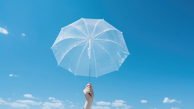 Une image visuellement frappante d'une personne tenant un parapluie transparent