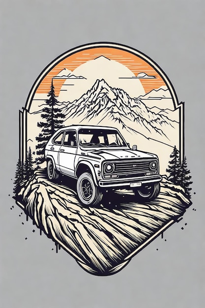 Photo image de voiture de montagne pour t-shirt deisgn