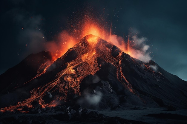 Une image d'un volcan avec le mot volcan dessus