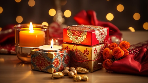 Photo images de cadeaux de diwali cadeaux de fond de cadeaux de diwali heureux avec des images de diya