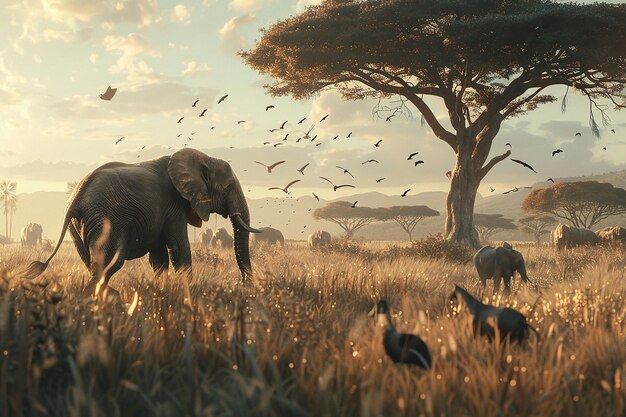 Des images cinématographiques réalistes d'animaux de safari