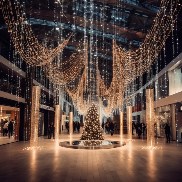 Images de décoration de guirlandes lumineuses extérieures du jour de Noël Art généré par AI