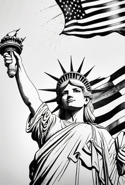 Photo images du jour de l'indépendance américaine illustration arrière-plan aquarelle