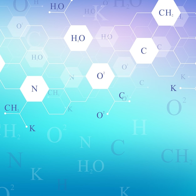 Images hexagonales scientifiques des structures moléculaires. Structurer la recherche sur l'ADN des molécules en tant que concept. Modèle de chimie, illustration.