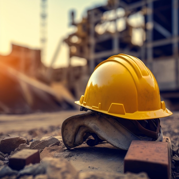 L'usage De Travailleur D'homme Un Casque Orange Avec Le Chantier De  Construction Photo stock - Image du architecte, construction: 85693354