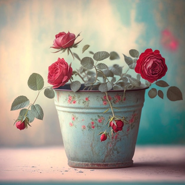 images d'illustration de roses dans un pot