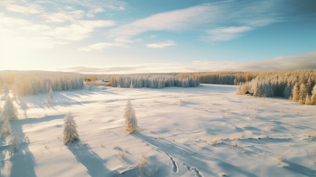 Des images panoramiques aériennes du paysage d'hiver Canon Eos 5d Mark Iv