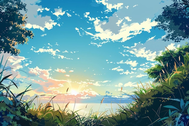 Des images de papier peint d'anime de paysage
