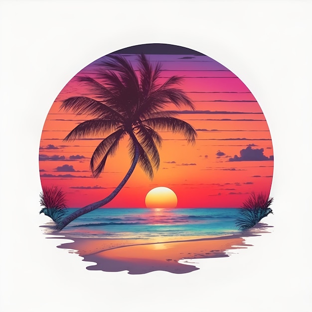 des images de plages au coucher du soleil pour des t-shirts, des publicités d'été et des affiches générées par l'IA