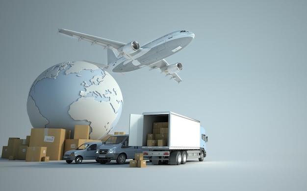 Images premium de la logistique amp conteneurs d'expédition ou boîtes de conteneurs de fret