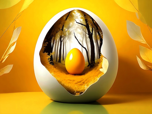 imagination d'œufs avec une forêt jaune