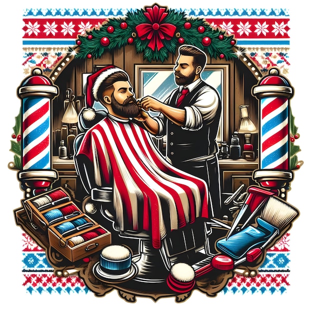 Imaginez un barbier habile qui coupe attentivement la barbe d'un homme barbu.