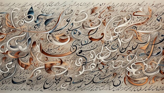 Photo imaginez un morceau de calligraphie du moyen-orient les traits élégants de l'écriture formant un captivant