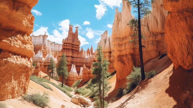 Imaginez le parc national de Bryce Canyon, États-Unis, un hoodoo surréaliste Créé avec la technologie d'IA générative
