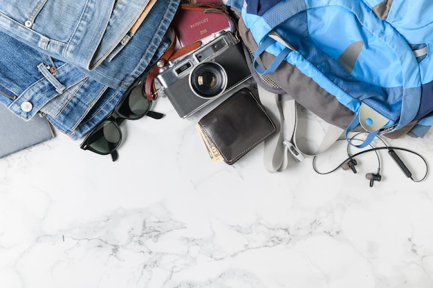 Immédiatement au-dessus de la prise de vue d'objets sur le marbre