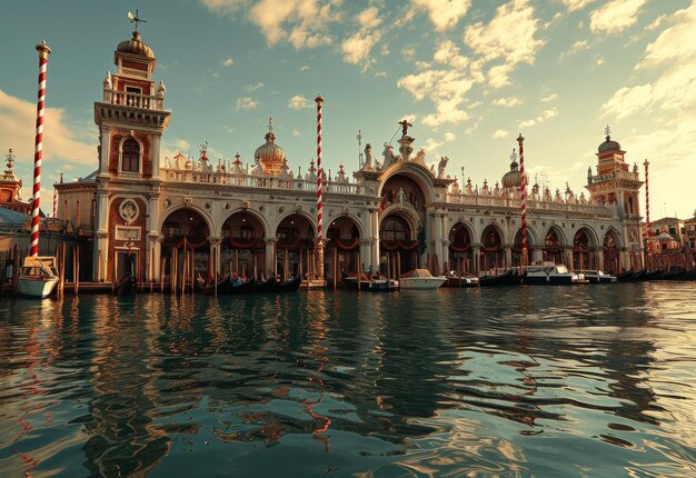 Immense bâtiment flottant sur l'eau