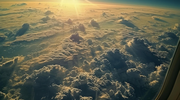 L'immense étendue de nuages vue depuis une fenêtre d'avion