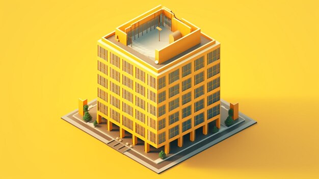 Immeuble de bureaux illustration conception de couleur jaune