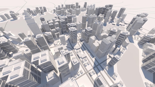 Immeuble de grande hauteur dans le quartier des affaires de la ville Des routes et des rivières existent Des immeubles de bureaux