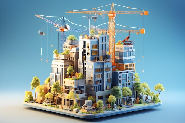 Immeubles de grande hauteur en construction rendu 3D